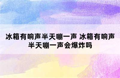 冰箱有响声半天嘣一声 冰箱有响声半天嘣一声会爆炸吗